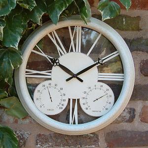 Garden Clock Classic Antique White 38cm