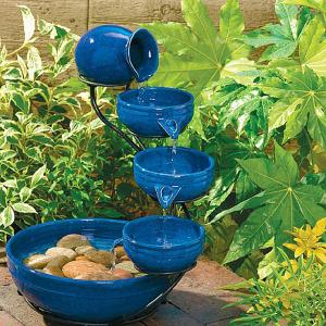 Cascade Solar Powered Water Feature - Blue