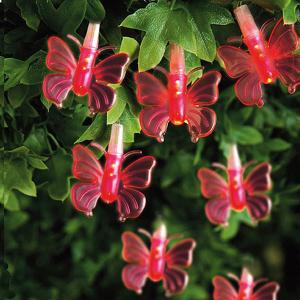 10 Red LED Butterfly Lights