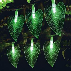 10 Green LED Leaf Lights