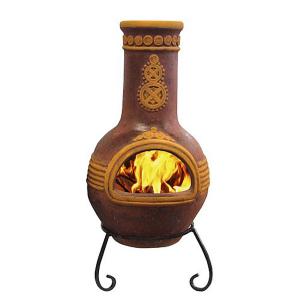 Azteca Clay Chimenea - Brown with Stand 100cm