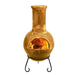 Colima Clay Chimenea - Yellow & stand 50 x 110cm