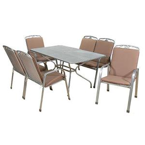 "Savoy" Steel Garden Furniture Suite - Rectangular 6 seater