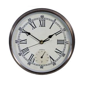 Bronze Plated Clock & Thermometer