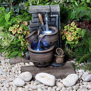 Gardeners' Pots with Lights Water Feature