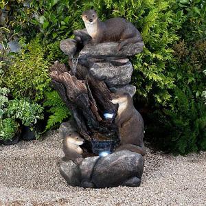 LED Otter Family Water Cascade