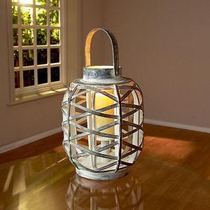 32cm Cylinder Bamboo Lantern - Grey
