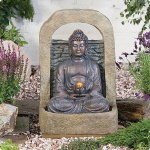 Buddha & Lotus Flower with Lights Water Feature