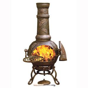 Toledo Large Cast Iron Chimenea - Grapes Bronze
