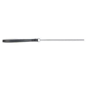 Black Leather Handle Chain Lead - Various Sizes