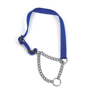 Blue Nylon & Chain Check Collar - 3 Sizes