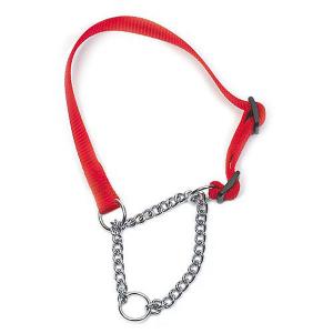 Red Nylon & Chain Check Collar - 3 Sizes