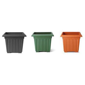 Corinthian Square Planter - Terracotta, Green & Black