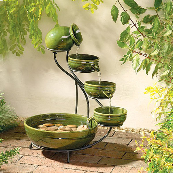 Cascade Solar Powered Water Feature - Green