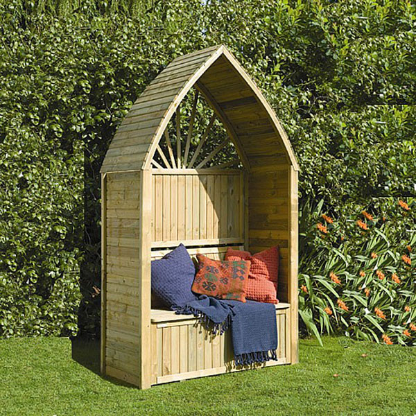 Cathedral Wooden Garden Arbour Seat