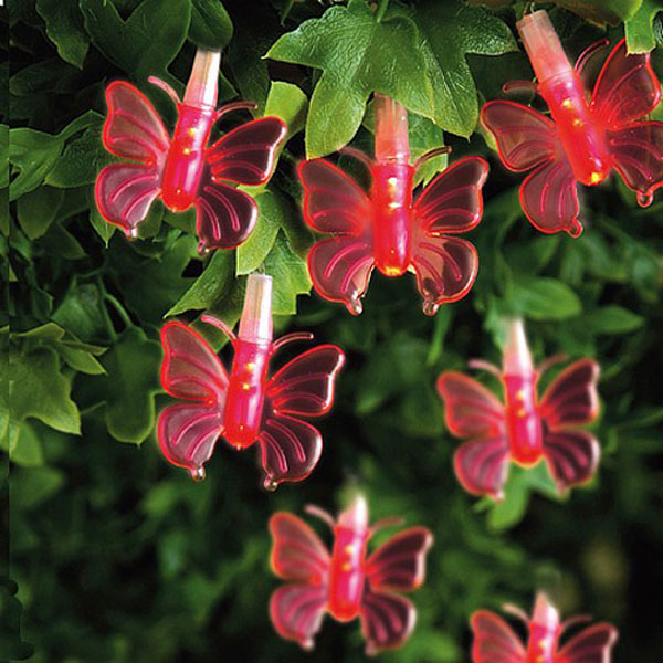 10 Red LED Butterfly Lights