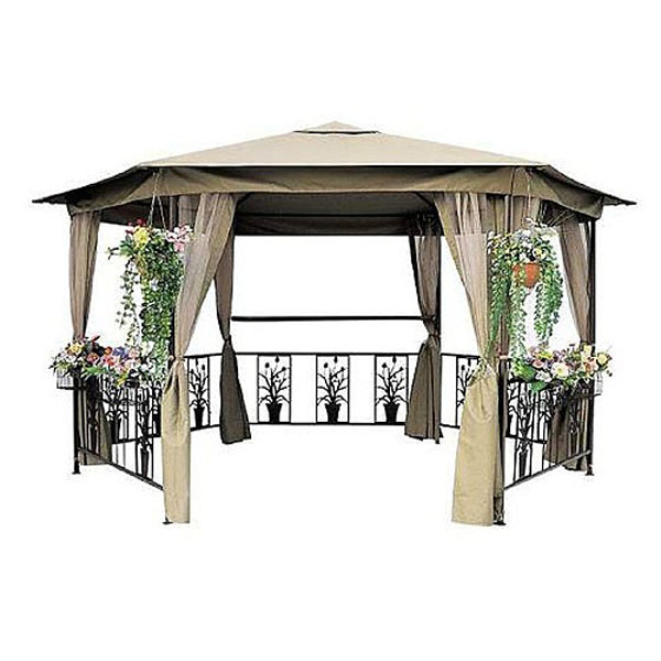 Steel Hexagonal Gazebo - With Hanging Basket Hooks