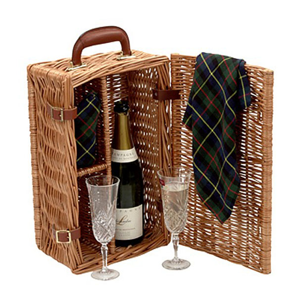 Luxury Crystal Champagne Picnic Basket for 2