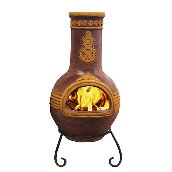 Azteca Clay Chimenea - Brown with Stand 100cm