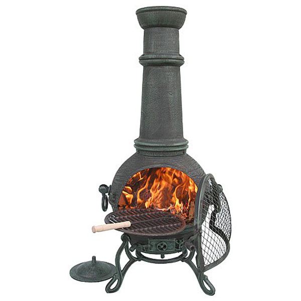 Large Cast Iron Chimenea - Verdigris