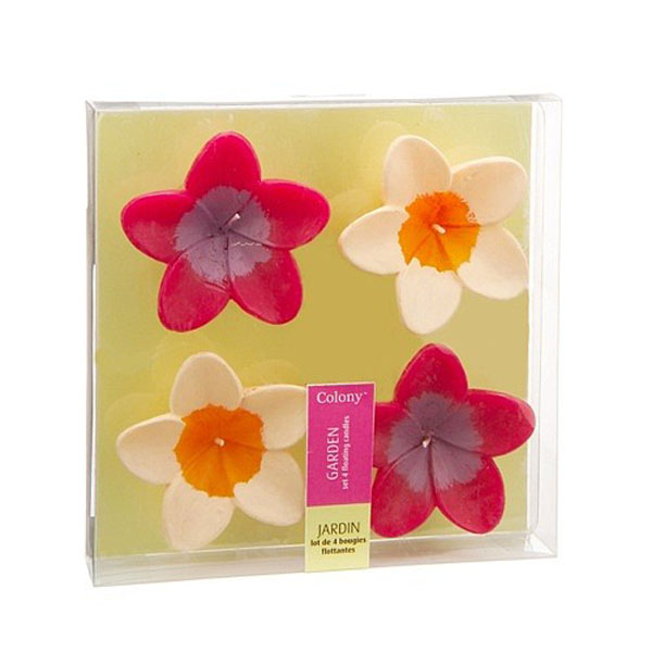 Set of 4 Floating Candles - Flower Motif