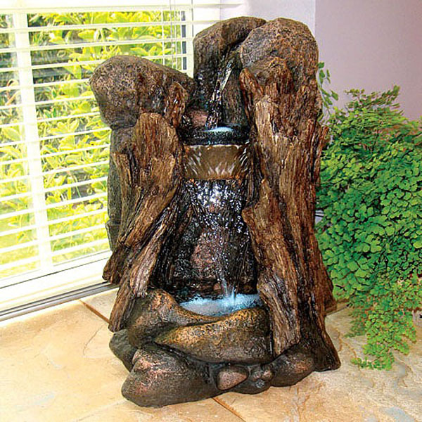 Mini Stump Cascade with Lights Water Feature