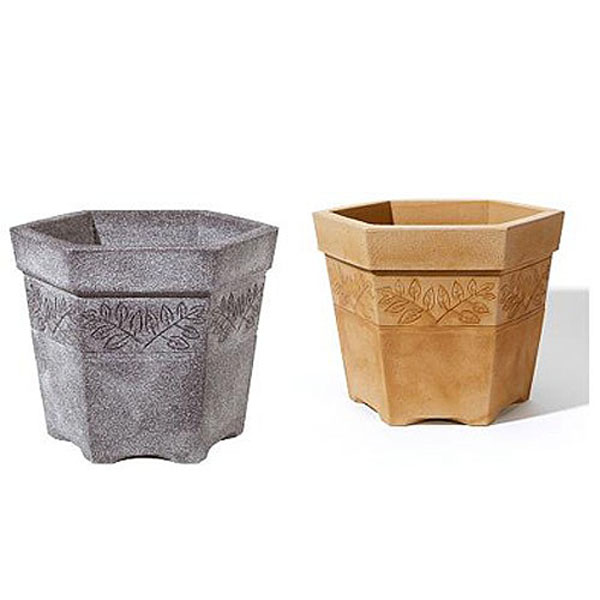 Sylvan Hexagonal Planter - Granite & Sand
