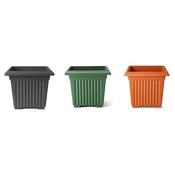 Corinthian Square Planter - Terracotta, Green & Black
