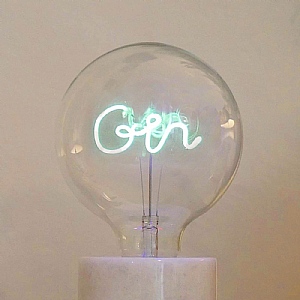 Steepletone Green 'Gin' Screw Down LED Text Light Bulb