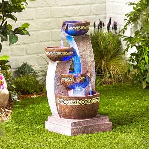 Easy Fountain Azure Columns Water Feature with LED Lights