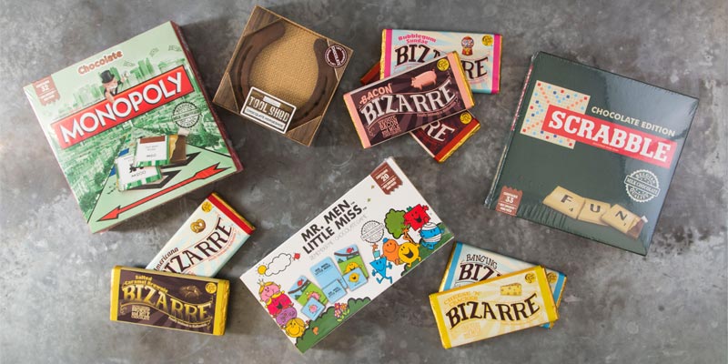 Monopoly, Scrabble, Mr Men Little Miss and Bizarre Bars