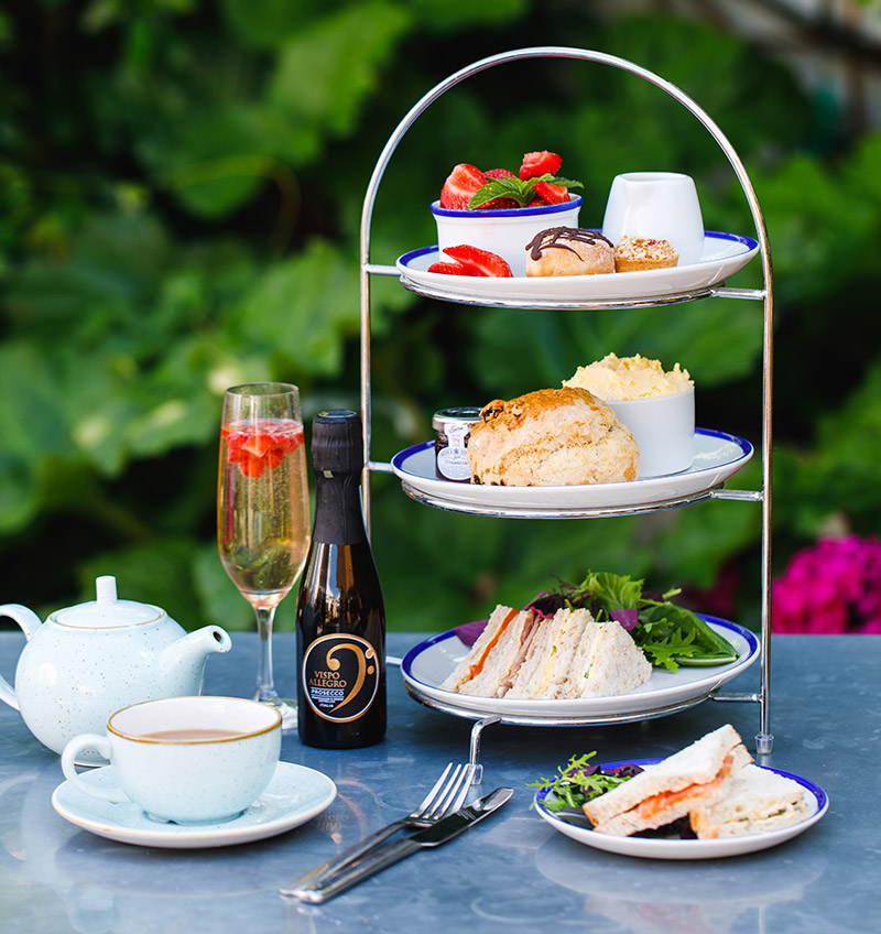 Summer afternoon tea with prosecco at Webbs