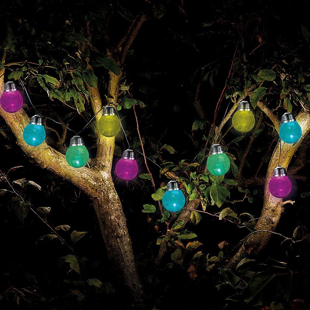 Smart Solar Crackle Globe Multi Coloured Led Solar String Lights