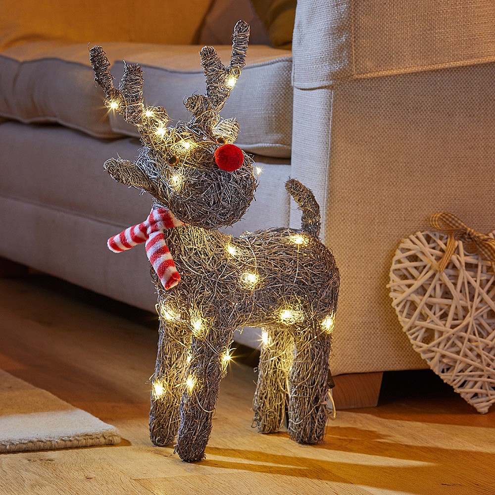 Three Kings Cupid Sparkly Decorative Rattan Reindeer | Christmas ...