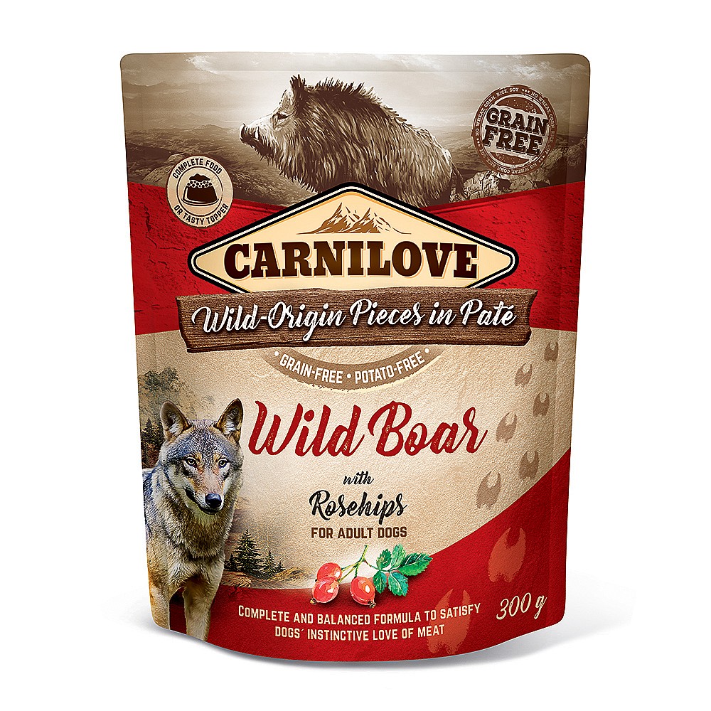 Carnilove Wild Boar with Rosehips Pouch Wet Dog Food Adult (300g