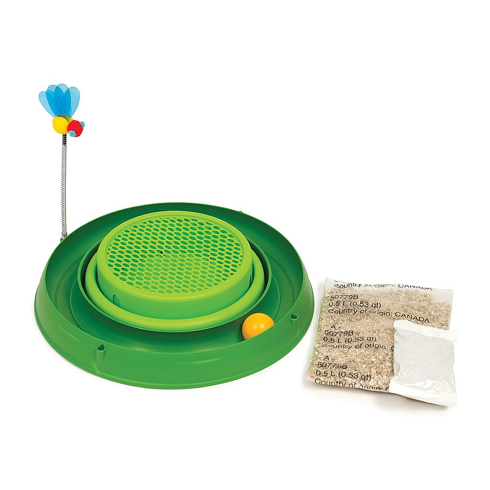 Catit Play Circuit Ball Toy With Grass Planter Green