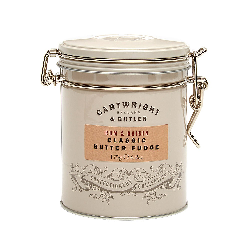 Cartwright Butler Rum Raisin Fudge Tin 175g Confectionery Webbs Garden Centre