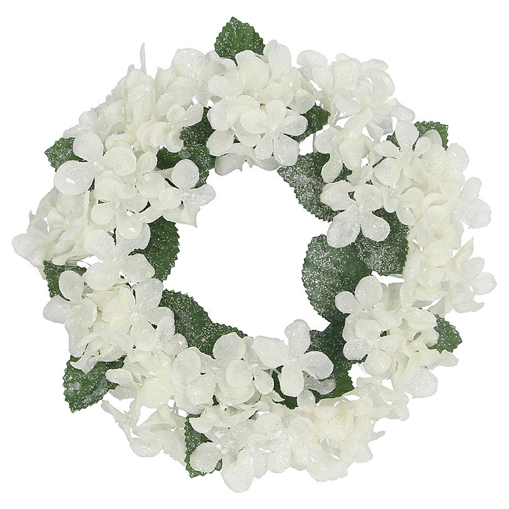 Gisela Graham White Hydrangea Fabric Candle Ring 18cm