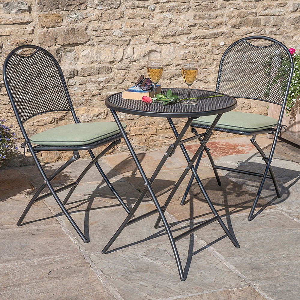 Kettler Cafe Napoli Bistro Set with Sage Cushions Garden Bistro