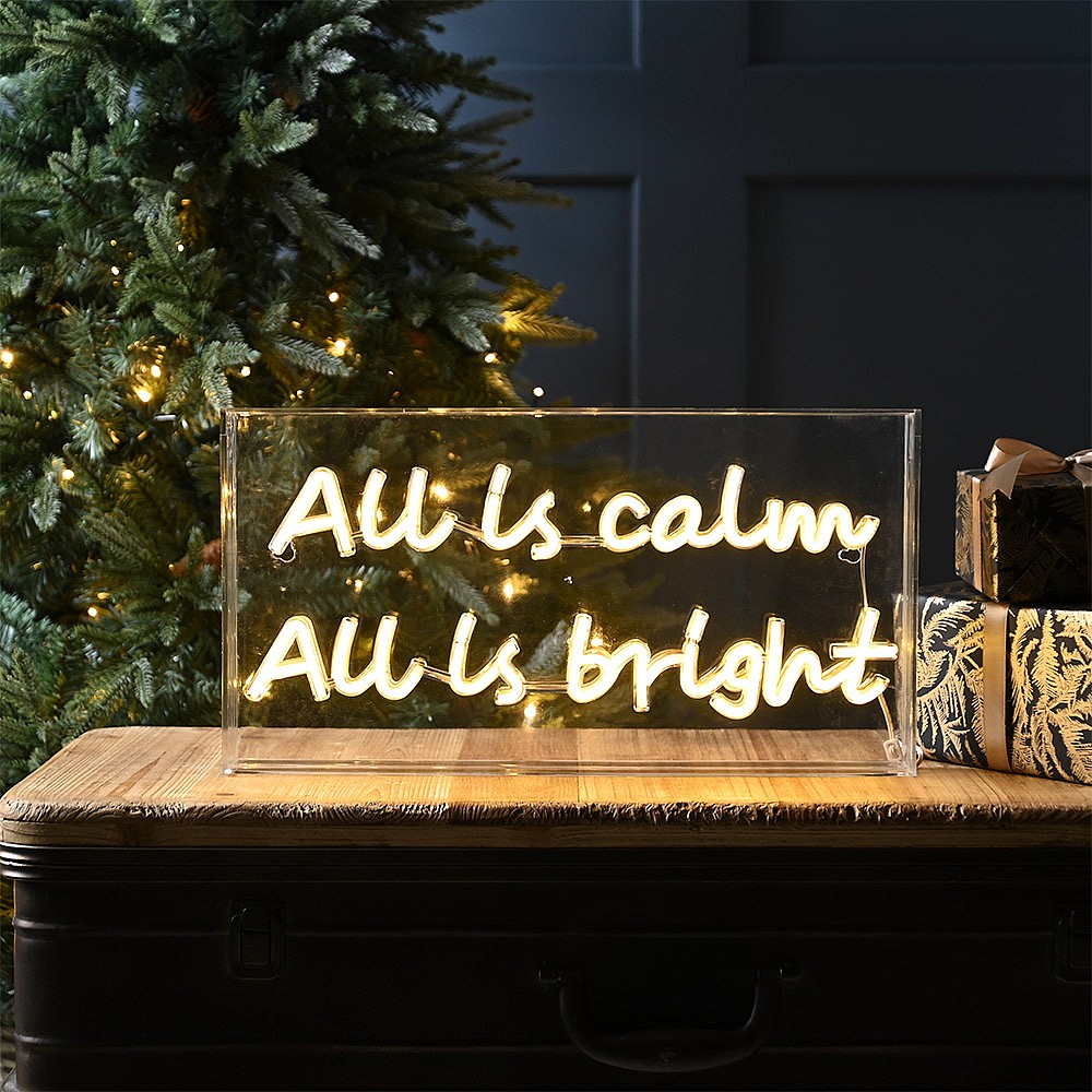 Neon 'All Is Calm' Sign Indoor Illuminated Christmas Decorations