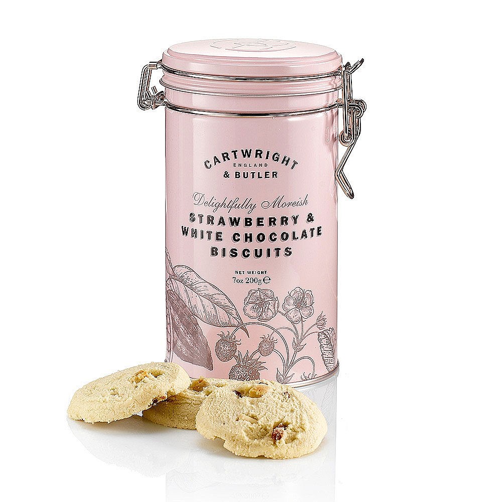Strawberry White Chocolate Biscuits Tin 0g Sweet Biscuits Webbs Direct