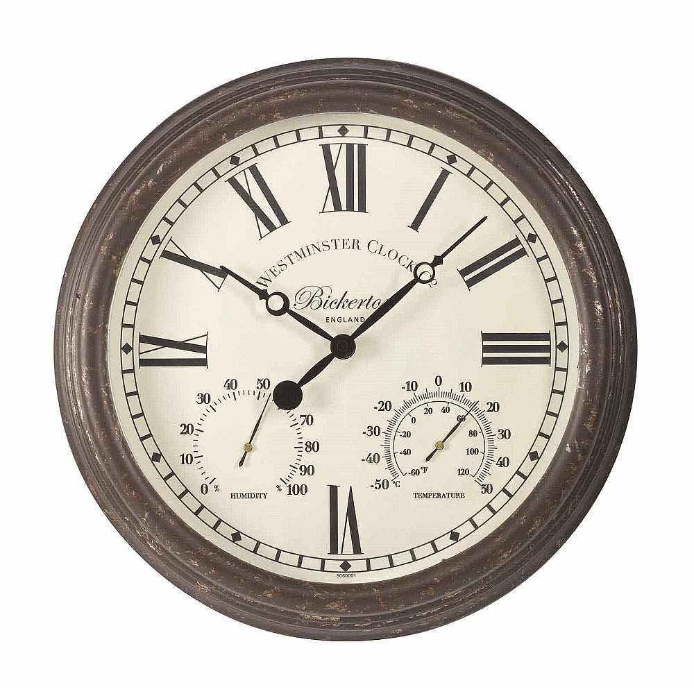 westminster garden clock and thermometer