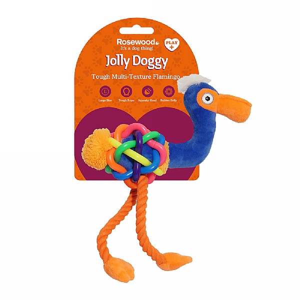 Rosewood Jolly Doggy Multi-Texture Flamingo Toy
