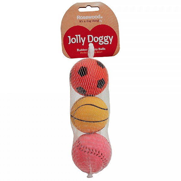 Rosewood Jolly Doggy Rubber Balls 3 Pack