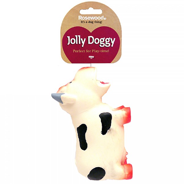 Rosewood Jolly Doggy Grunters Latex Cow Dog Toy