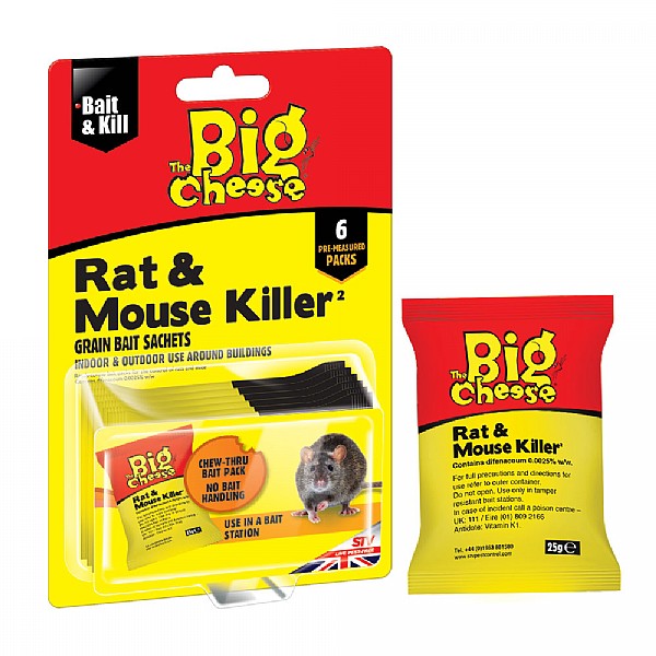 The Big Cheese Rat & Mouse Killer Grain Bait Sachets (6x25g)