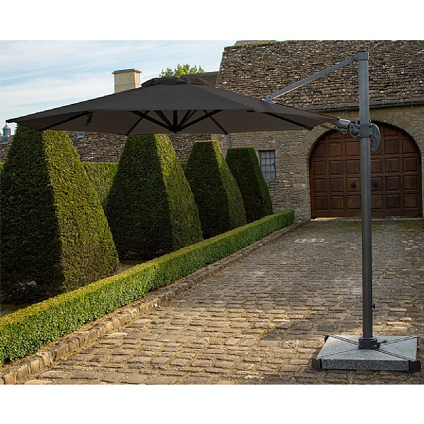Bramblecrest Chichester 3m Round Grey Side Post Parasol with Base