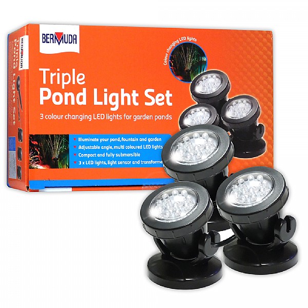Bermuda LED Triple Pond Spotlight Set