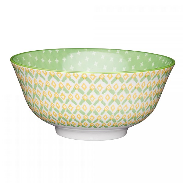 KitchenCraft Green Geometric Ceraic Bowl 15.7cm