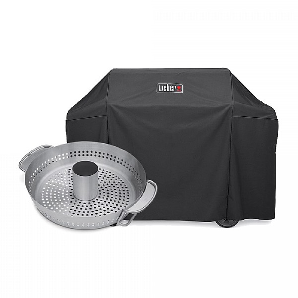 Weber Genesis II 6 Burner Cover & GBS Poultry Roaster